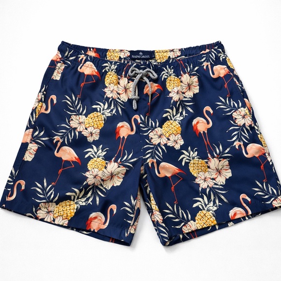 RAINFOREST Other - RAINFOREST Navy Flamingo Pineapple Swim Trunks